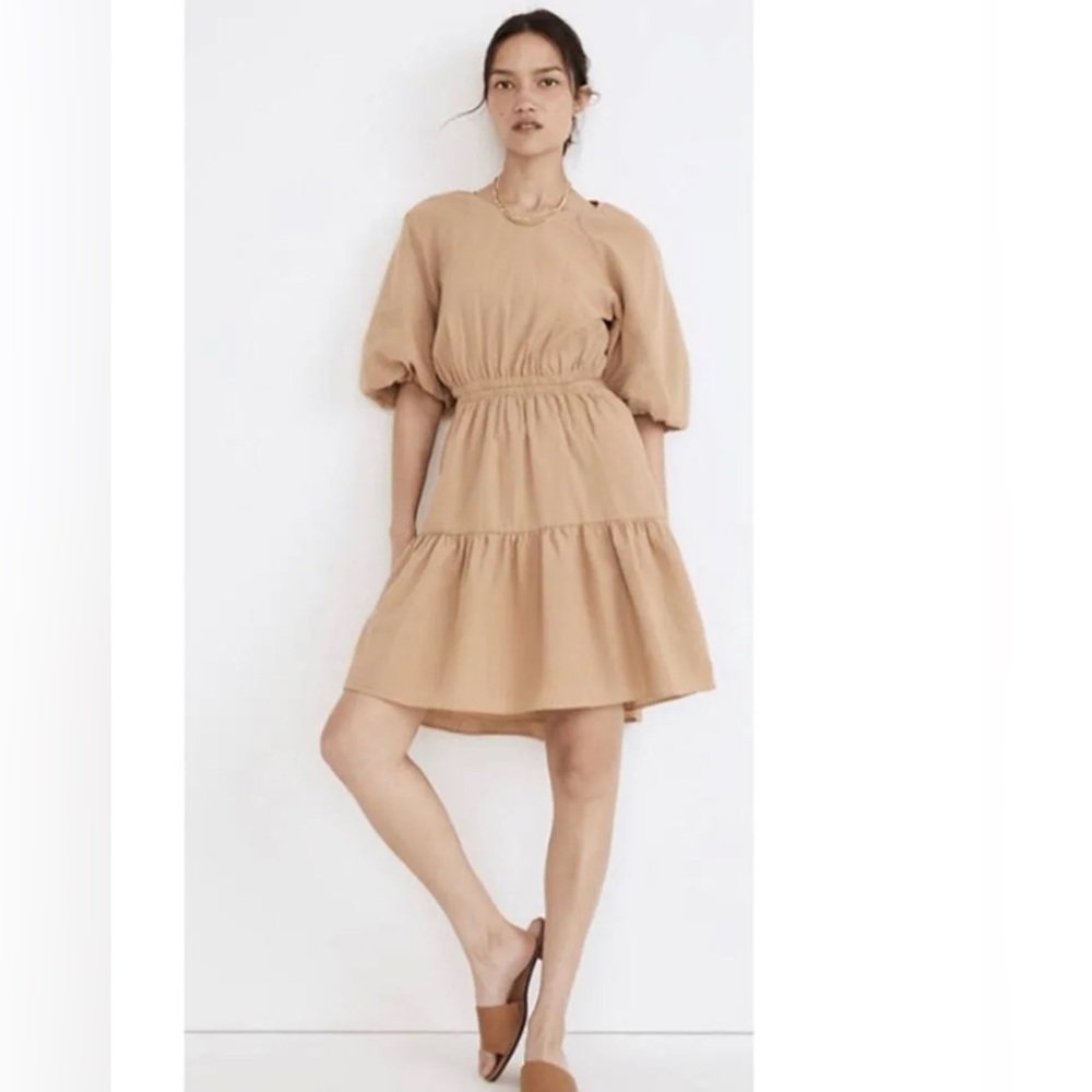 MOVING SALE!! MADEWELL seersucker cutout puff sleeve dress